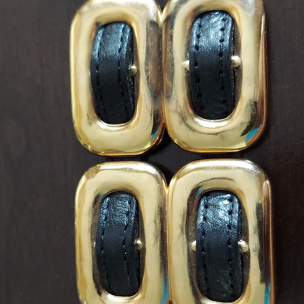 Vintage Late 1980s/Early 1990s Gold Chain & Woven Black Leather Double Link Belt - Picture 10 of 16